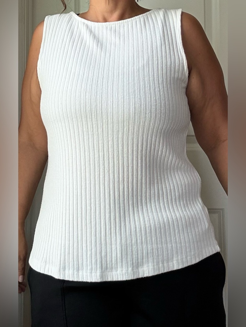 Liverpool of Los Angeles White Ribbed Sleeveless Tank